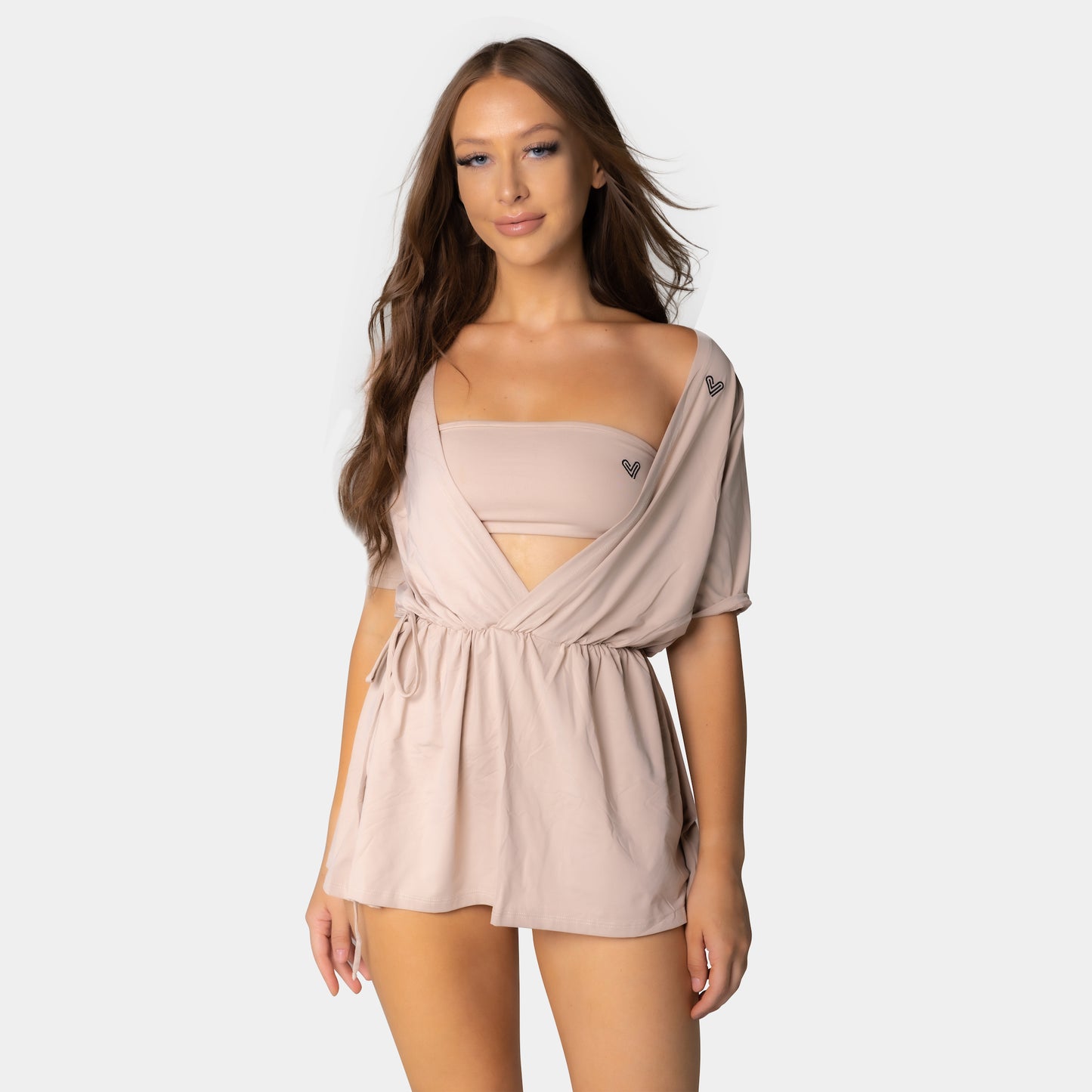 Nude Long Sleeve Cover-Up Dress