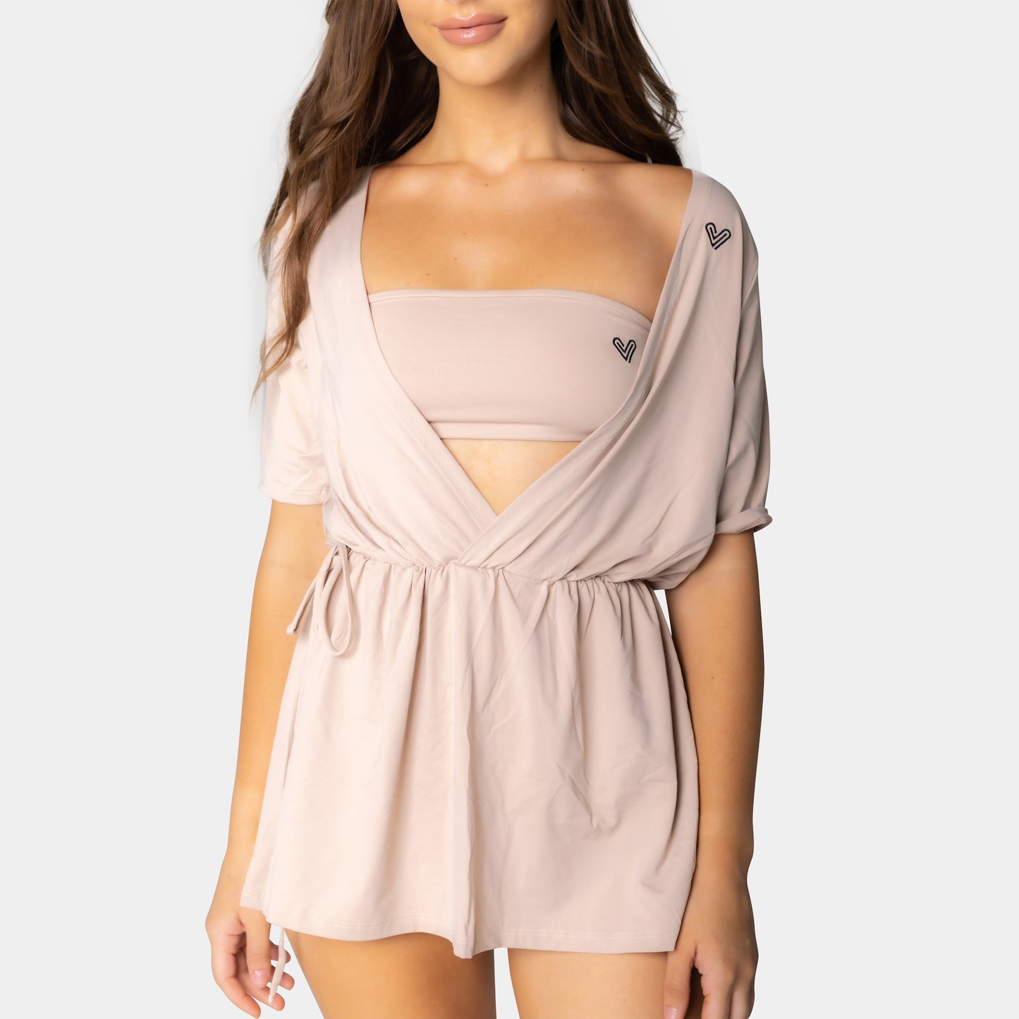 Nude Long Sleeve Cover-Up Dress