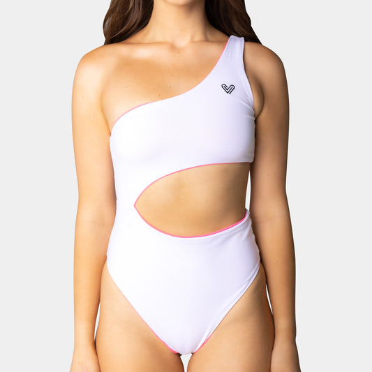 Hot Pink & Coastal White Reversible One-Piece Swimsuit