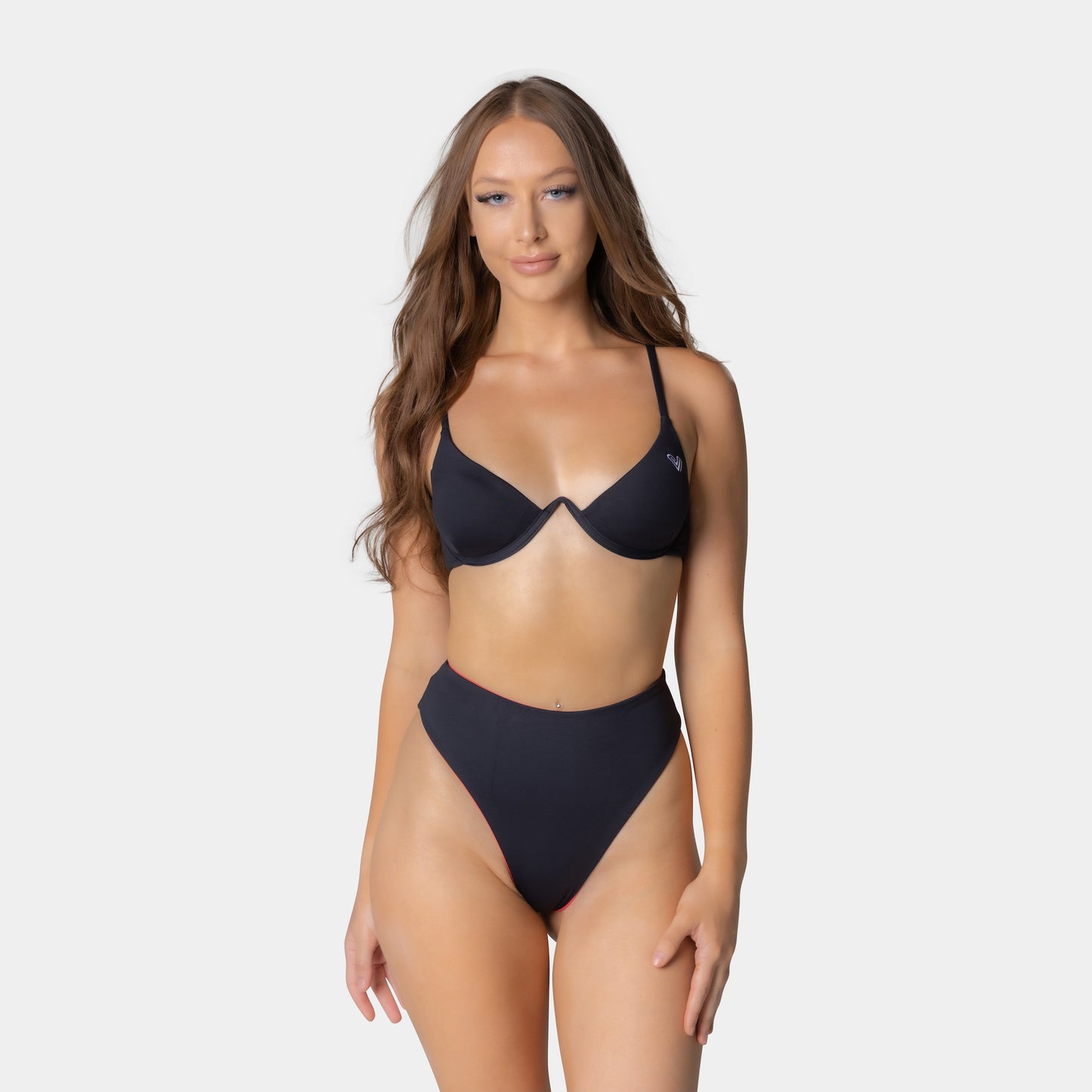 Nova Black Modern Fitted Bikini Top