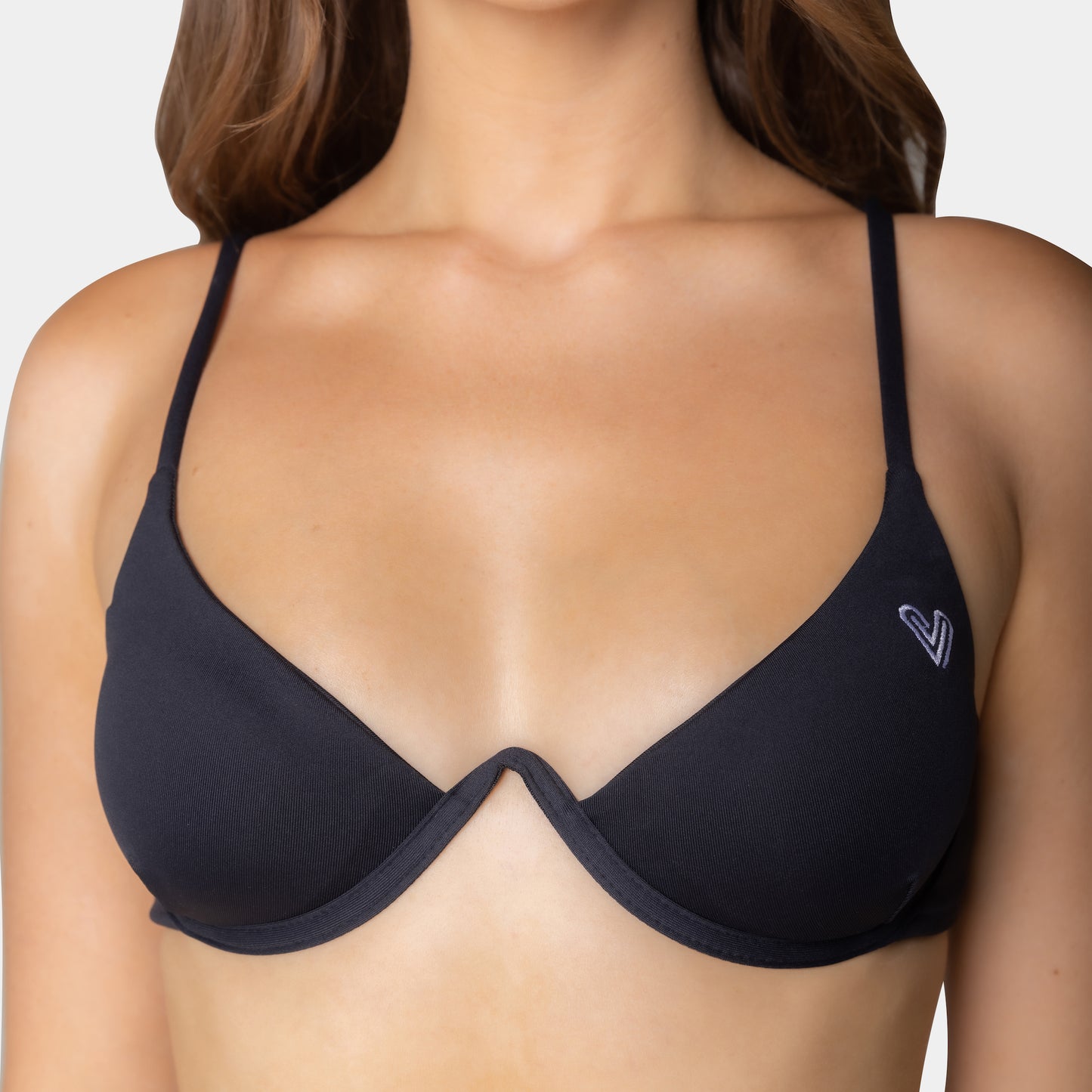 Nova Black Modern Fitted Bikini Top