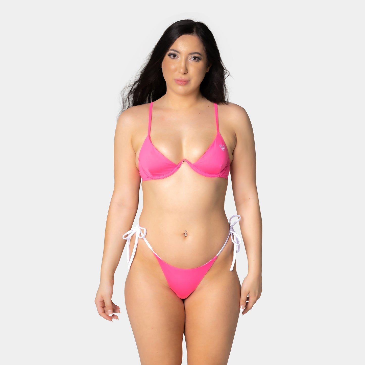 Hot Pink Modern Fitted Bikini Top