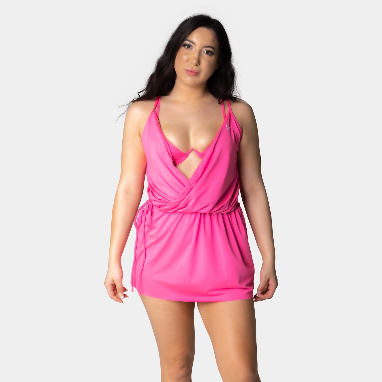 Hot Pink String Strap Cover-Up Dress