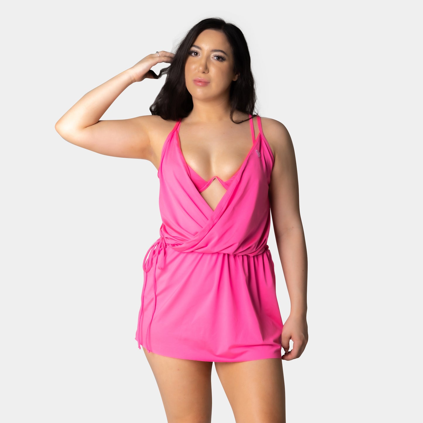 Hot Pink String Strap Cover-Up Dress