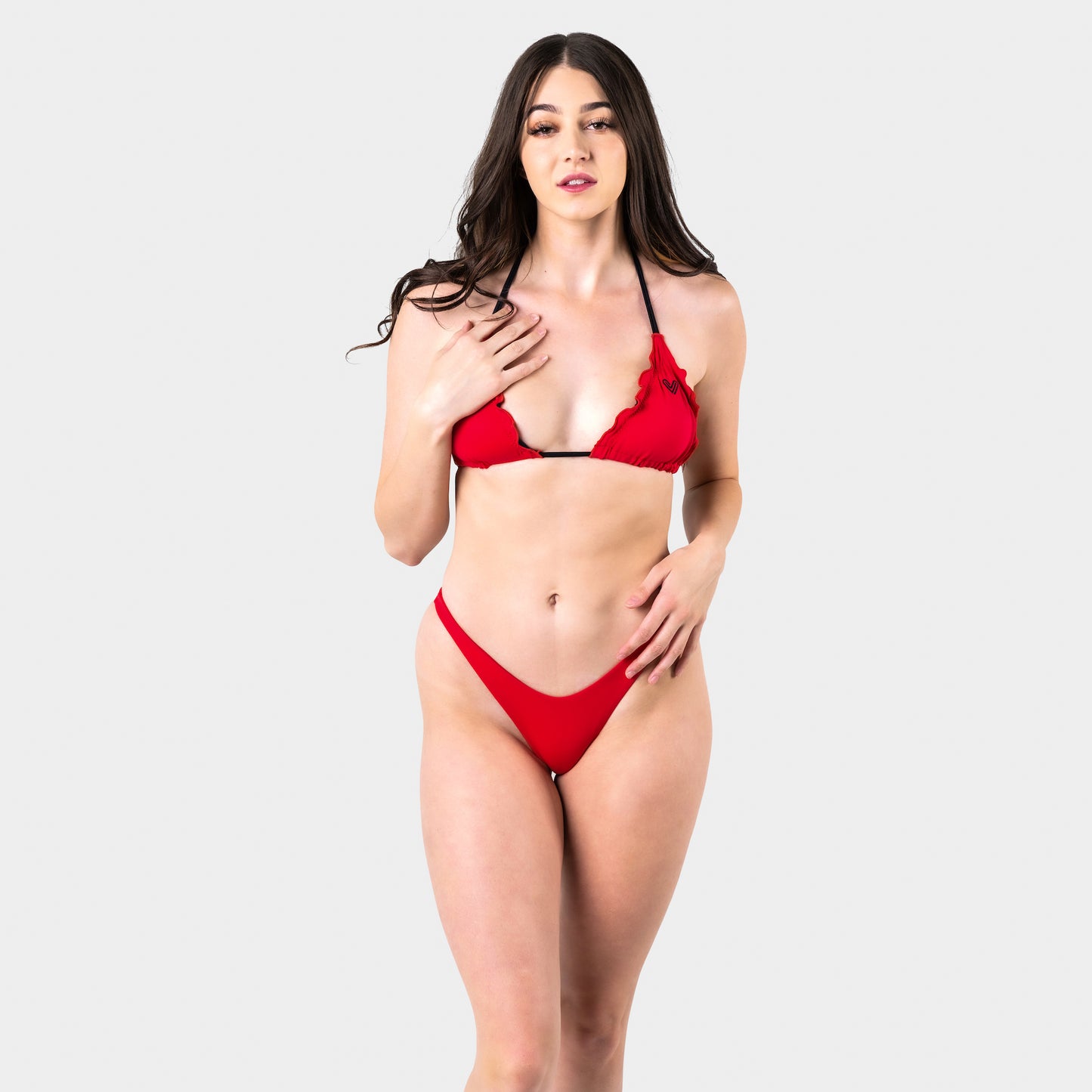 Corsa Red & Nova Black Reversible Fringe Bikini Top